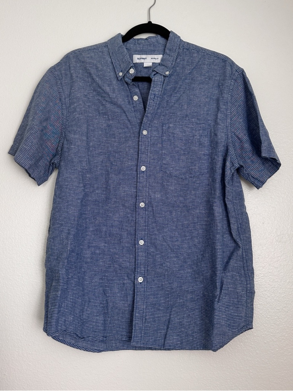 Old Navy Blue Stripe Short-Sleeve Button-Down Shirt